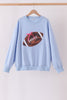 Blue football sequin mom&me top