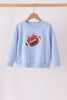 Blue football sequin mom&me top