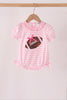 Pink football sequin stripe ruffle bubble