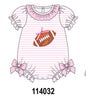 Pink football sequin stripe ruffle bubble