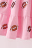 Pink football sequin tiered dress