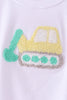 Green excavator french knot stripe pants set