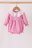 Pink corduroy lace smocked bubble