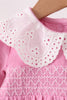 Pink corduroy lace smocked bubble