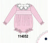 Pink corduroy lace smocked bubble