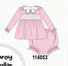 Pink corduroy lace smocked bloomer set