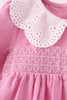 Pink corduroy lace smocked dress