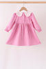 Pink corduroy lace smocked dress