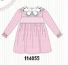 Pink corduroy lace smocked dress