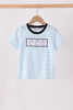 Blue Ghost Embroidery Stripe Top