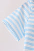 Blue Ghost Embroidery Stripe Top