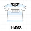 Blue Ghost Embroidery Stripe Top