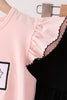 Pink Ghost Embroidery Ruffle Skorts Set