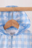 Blue bow embroidery gingham raincoat