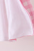 Pink floral embroidery gingham raincoat