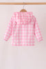 Pink floral embroidery gingham raincoat