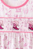 Pink Cowboy boots Smocked Pants Set