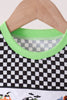 Black car embroidery checkered bubble