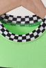 Green car embroidery checkered romper