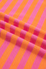 Orange Stripe Color Block Patchwork Mock Neck Pullover Drawstring Mini Skort Set