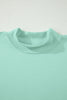Light Pink Solid Color Exposed Seam Mock Neck Oversize Tee Casual Shorts 2pcs Outfit