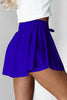 Dark Blue Drawstring High Waist Lined Tennis Skorts