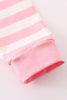 pink stripe girl pajamas set