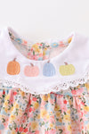 Floral print pumpkin embroidery girl bubble