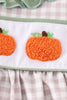 Green plaid french knot pumpkin girl set