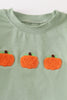 Green plaid french knot pumpkin boy set