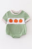 Green plaid french knot pumpkin boy bubble