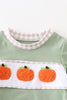 Green plaid french knot pumpkin boy bubble