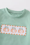 Green pumpkin embroidery boy top