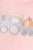 Beige train pumpkin applique girl set