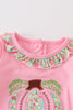 Pink pumpkin applique girl romper