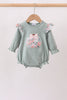 Sage Floral Pumpkin Applique Ruffle Bubble