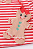 Red stripe gingerbread applique bag 2pc dress