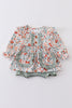 Floral print ruffle baby girl bubble