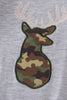 Camouflage print deer applique girl romper