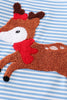 Stripe christmas deer french knot dress