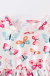 Butterfly print ruffle girl dress