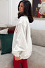 Blackish Green MERRY Embroidered Letter High Neck Tunic Pullover Sweatshirt