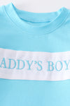 Blue daddy's boy embroidery plaid set