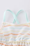 Multicolored stripe two piece girl swimsuit