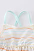 Multicolored stripe two piece girl swimsuit