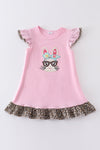 Pink bunny applique ruffle dress