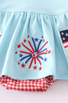 Blue patriotic flag embroidery girl bubble