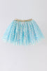 Blue sequin tulle tutu skirt