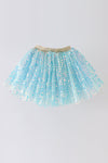 Blue sequin tulle tutu skirt