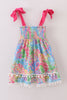 Pink tropical floral smocked mom&me dress